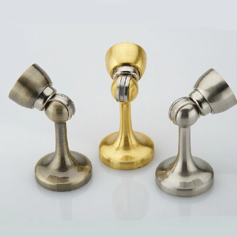 

High Quality Zinc Alloy Door Stops Satin Nickel Stain Gold Antique Brass Restroom Kitchen, Bedroom Door Stopper floor knob