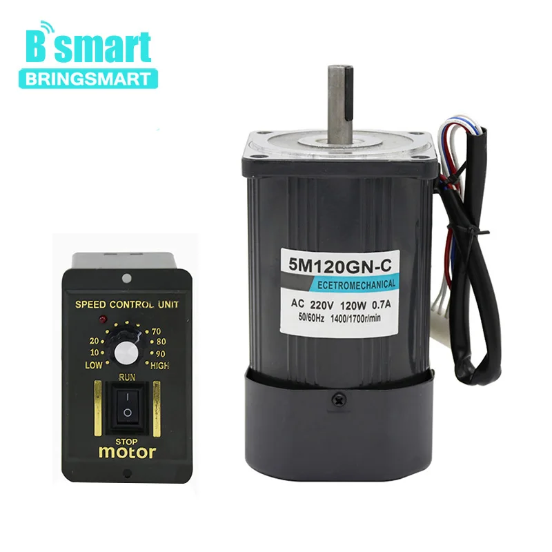 Bringsmart 220 V AC 120 W однофазный регулируемый высокоскоростной мотор регулятор скорости обратной скорости электромотор