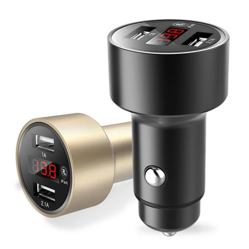 Автомобильное зарядное устройство с двумя usb портами со светодиодным дисплеем