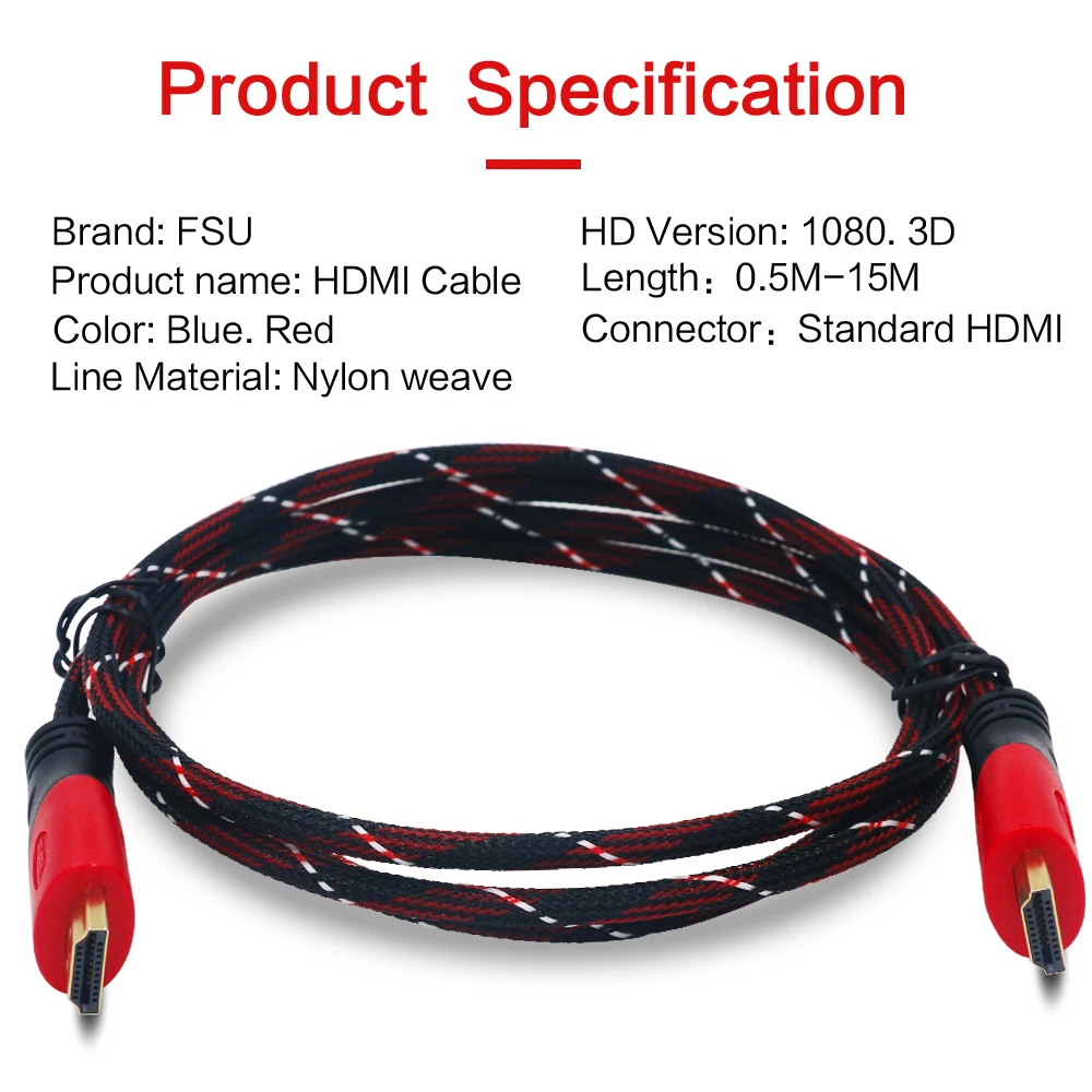 Высокоскоростной HDMI кабель 1080P 3D позолоченный штекер для PS4 Xbox проектор HD lcd Apple tv ноутбук 0,5 м 1 м 2 м 3 м 5 м 8 м 10 м
