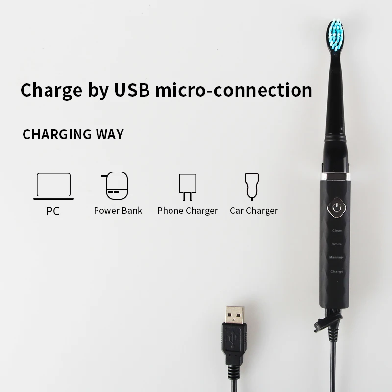 Seago электрическая зубная щетка Sonic Водонепроницаемая Портативная USB перезаряжаемая дорожная Щетка для взрослых электрические зубы белые высокое качество SG515