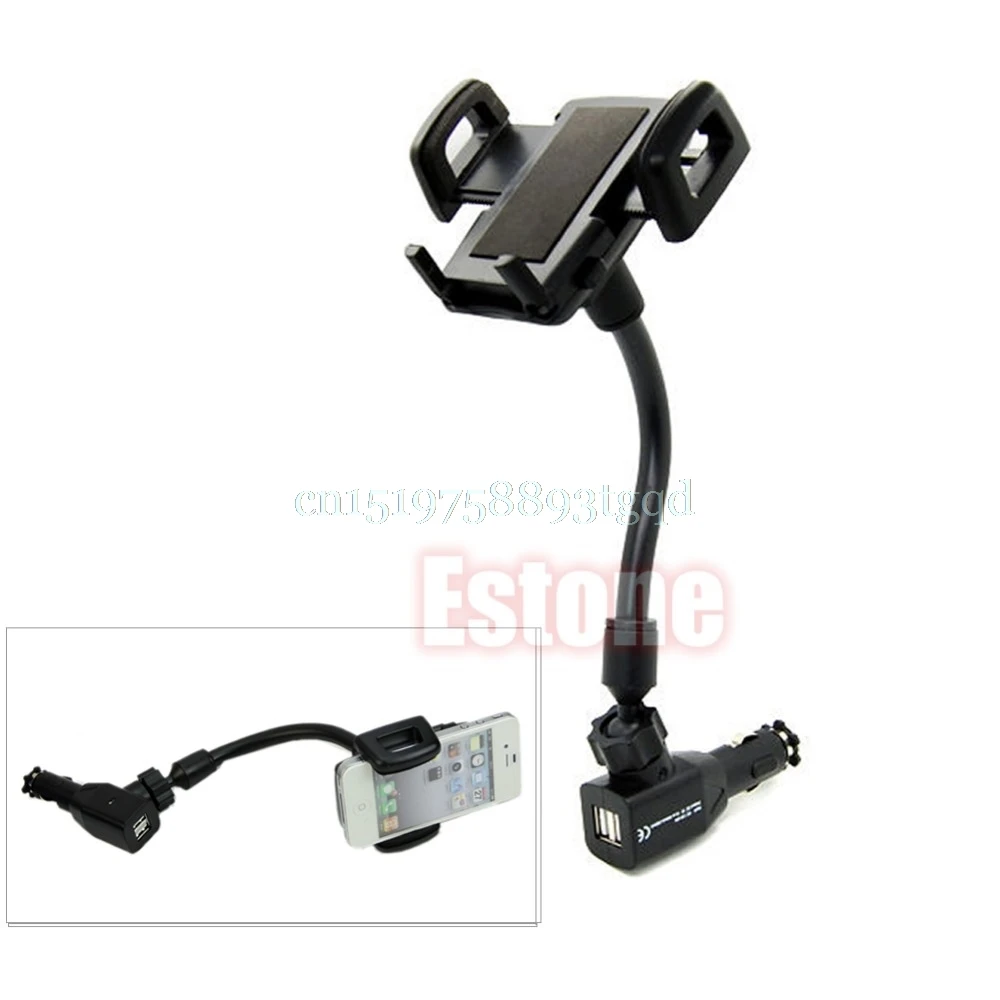

Car Cigarette Lighter Mount Stand Holder + 2 USB Port Charger For Cell Phone