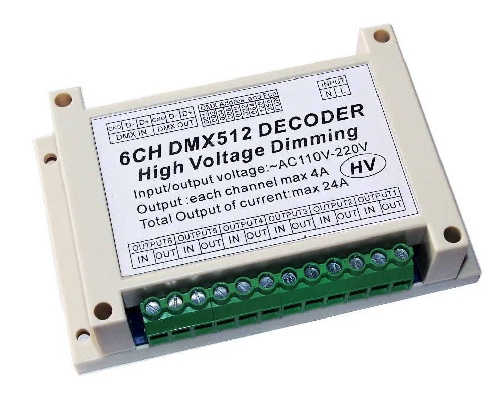 6 канала DMX512 управляемые затемнения переключатель Цифровой Кремния коробка