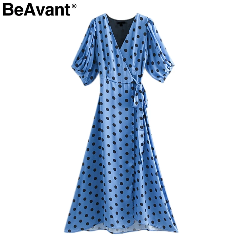 BeAvant горошек обертывание Женская летняя обувь платье 2019 v образным вырезом с