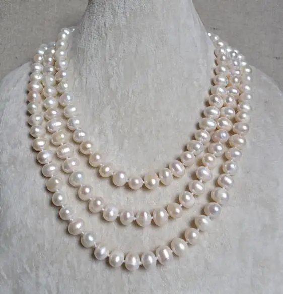 

Handmade Long Pearl Necklace,60 inches 9-10mm White Freshwater Pearl Necklace,Real Pearl Jewellery,Bridesmaid Jewelry