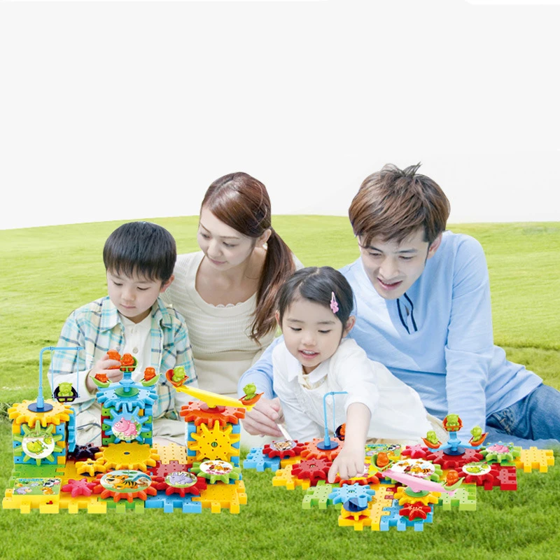 New Children DIY Gear electric Assemble creative blocks toys Colorful Assembling Construction Building Blocks Educational Toy |