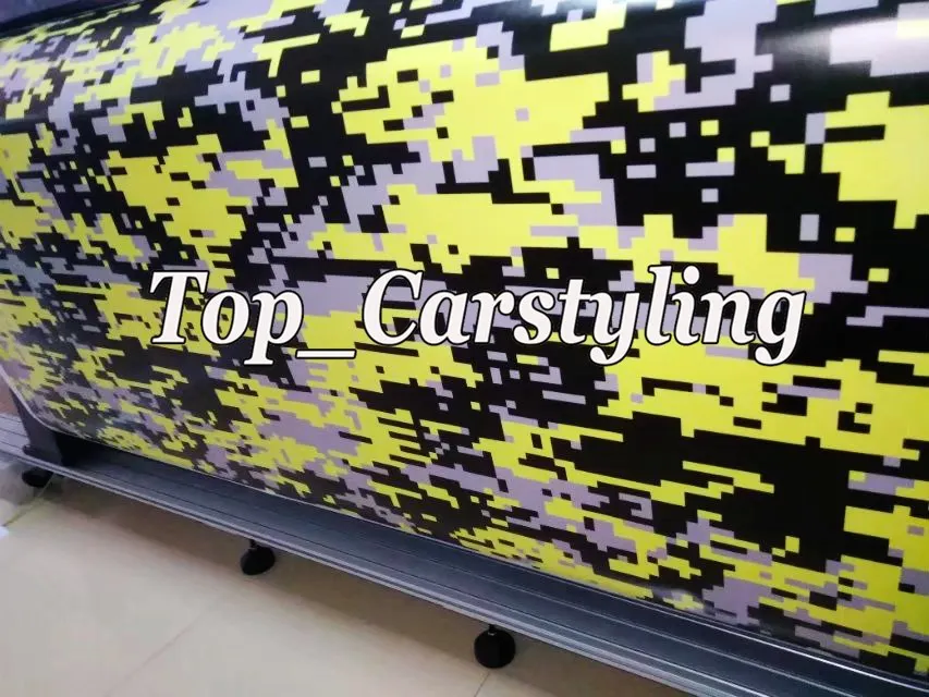 Желтый виниловый камуфляж унисекс для автомобильной оболочки цифровой