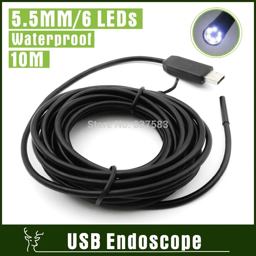 640x480 10M Cable Mini USB Endoscope Inspection Camera with 5.5MM LENs Borescope Snake 6 LEDs Waterproof | Безопасность и защита