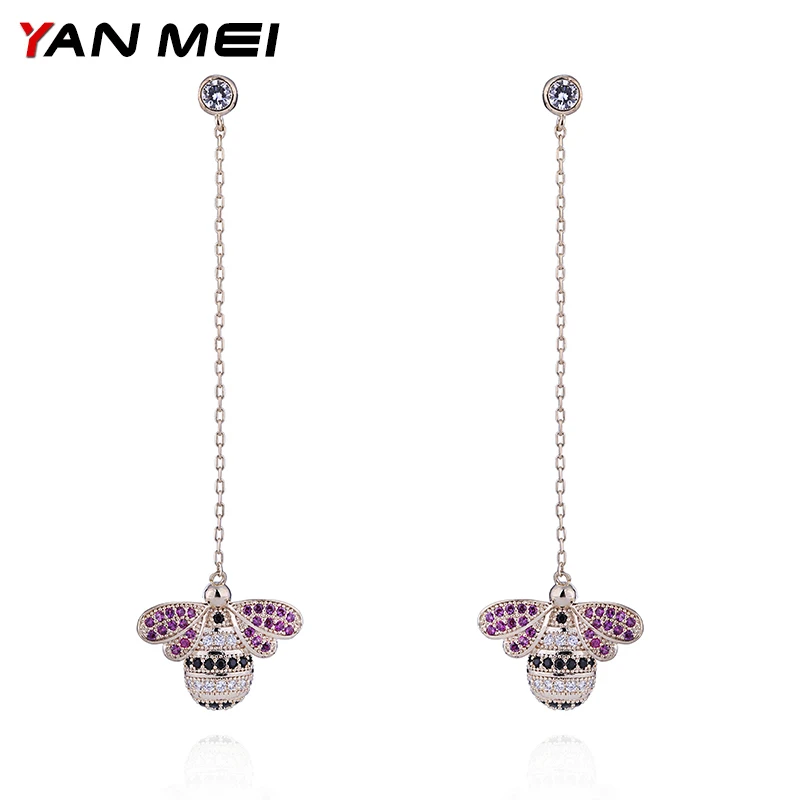 

Серьги-подвески женские в виде пчелы, фианит ААА, YME7606, крошечное животное