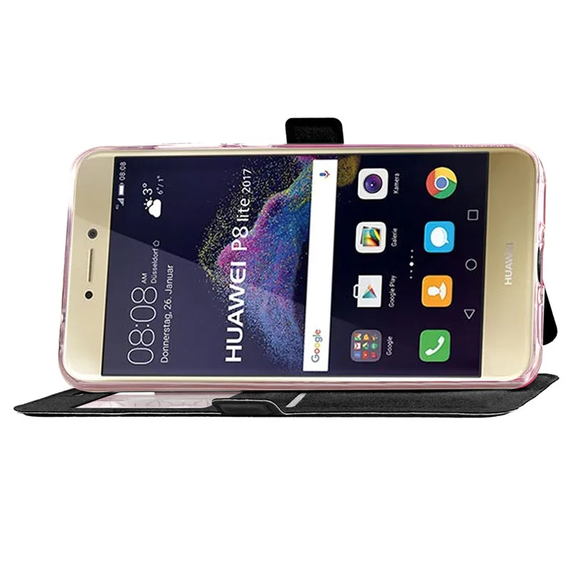 Модный чехол с окошком для экрана портмоне откидной крышкой Huawei P9 P10 Lite P8 2017 из