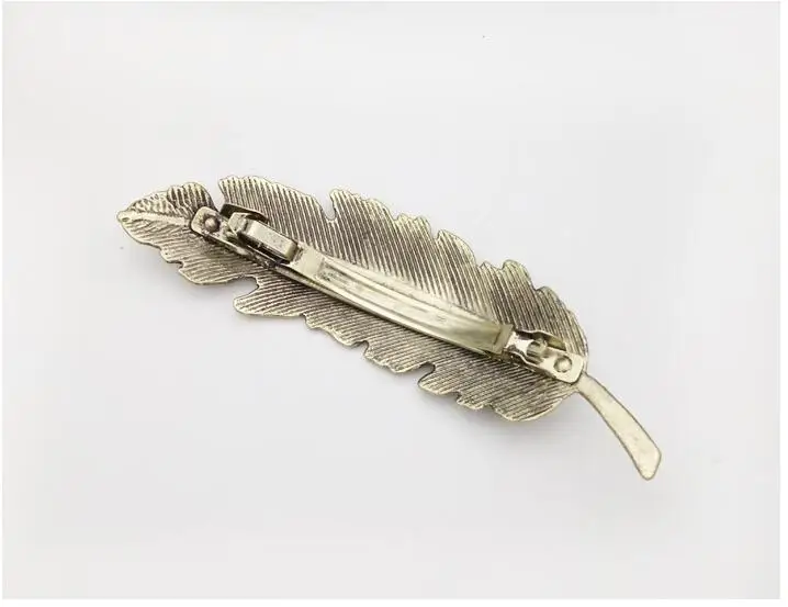 2017 New Vintage Gold Silver Metal Leaf Feather Shape Hair Clips Barrettes Hairpins for Women Fashion Hairband lady |