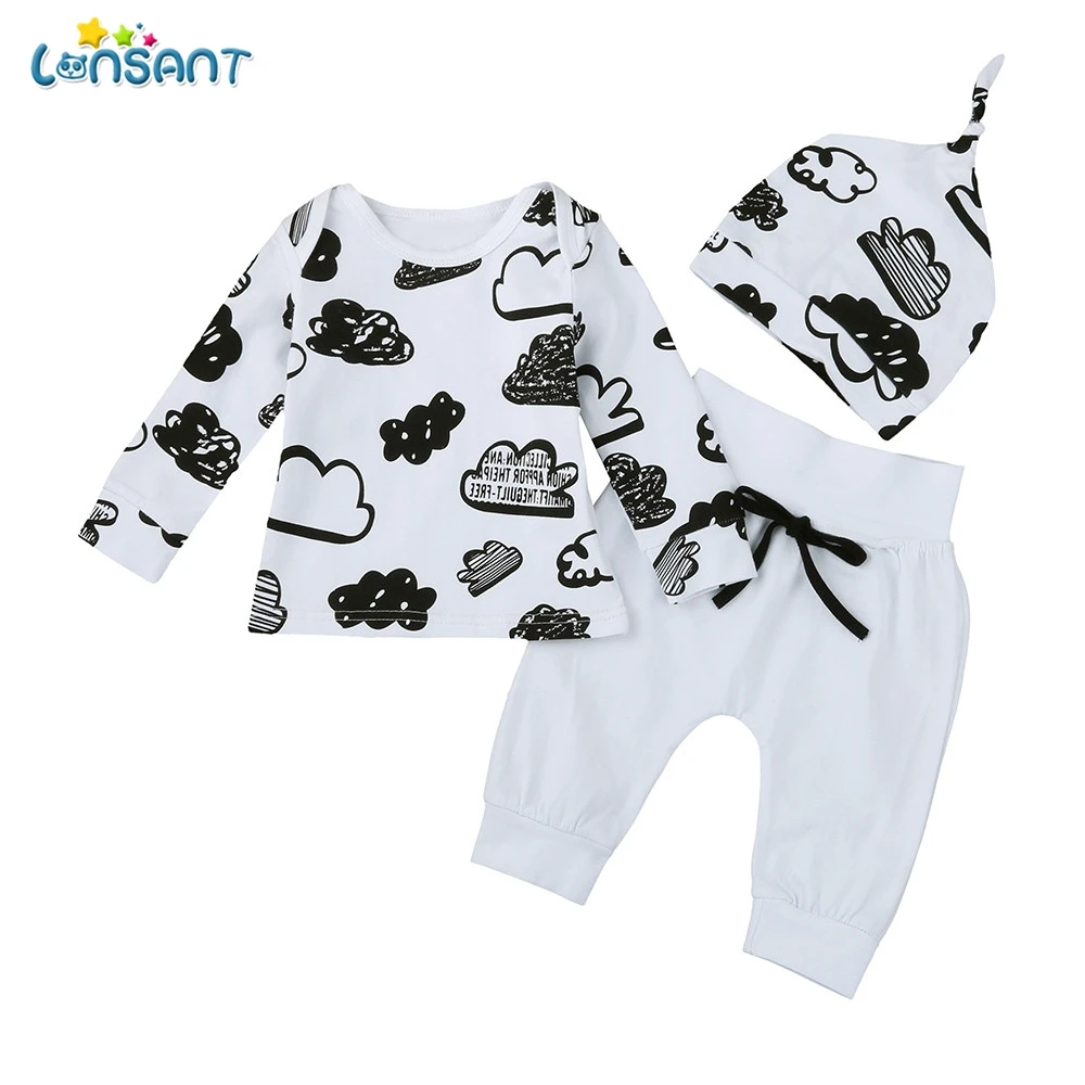 LONSANT Baby Clothing Sets 2019 Autumn Boys Clothes Infant Striped Tops T-shirt+Pants Leggings 3pcs Outfits Set N30 |