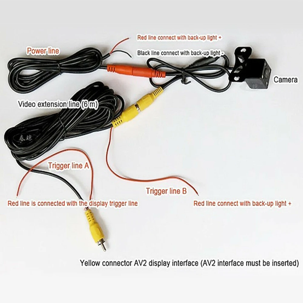 Камера заднего вида Водонепроницаемая камера ночного видения CCD с кабелем черная
