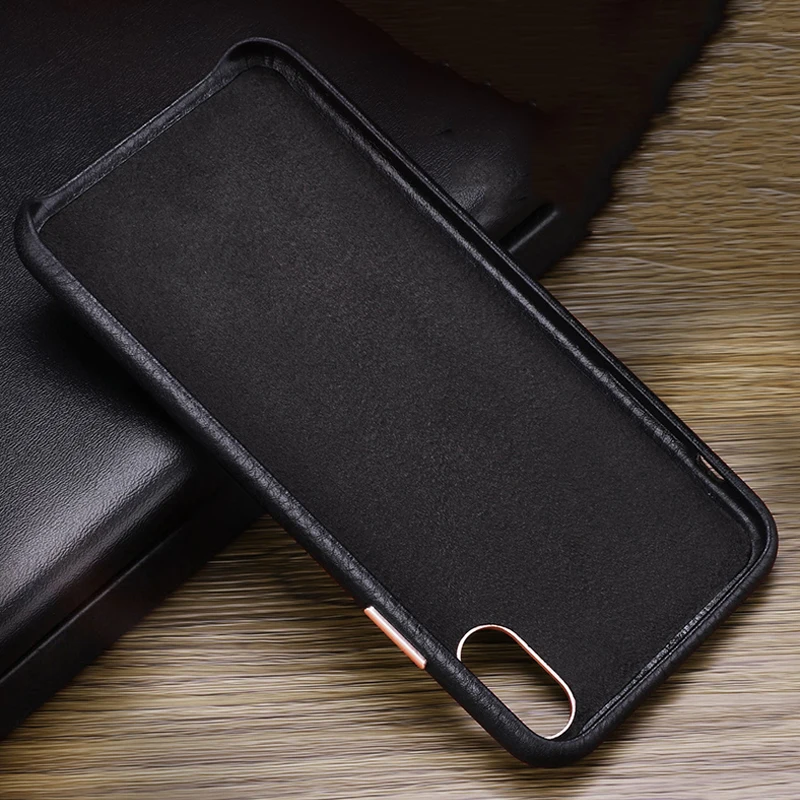 Роскошный металлический чехол с кнопкой громкости для iPhone XS MAX/X/XS/XR/7 8 Plus, винтажный тонкий мягкий чехол из натуральной кожи