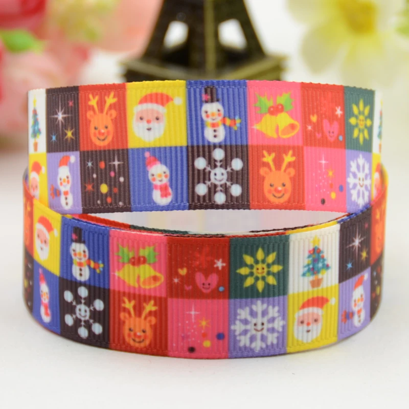 

22mm 25mm 38mm 75mm Merry Christmas Cartoon Character printed Grosgrain Ribbon party decoration 10 Yards X-01091