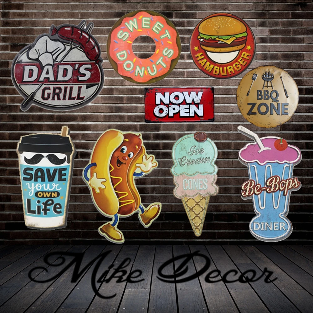 [Mike Decoration] кофейная металлическая жестяная вывеска Ретро подарок неправильная