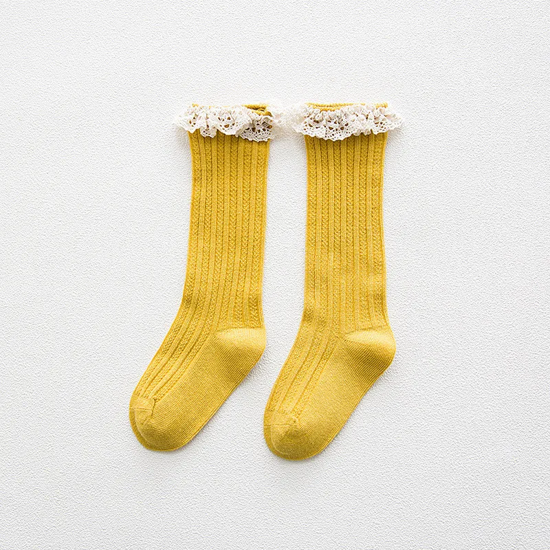 Calcetines hasta la rodilla con encaje para ni&ntilde;os, medias con volantes, de princesa, calentadores de piernas de algod&oacute;n, env&iacute;o gratis-1