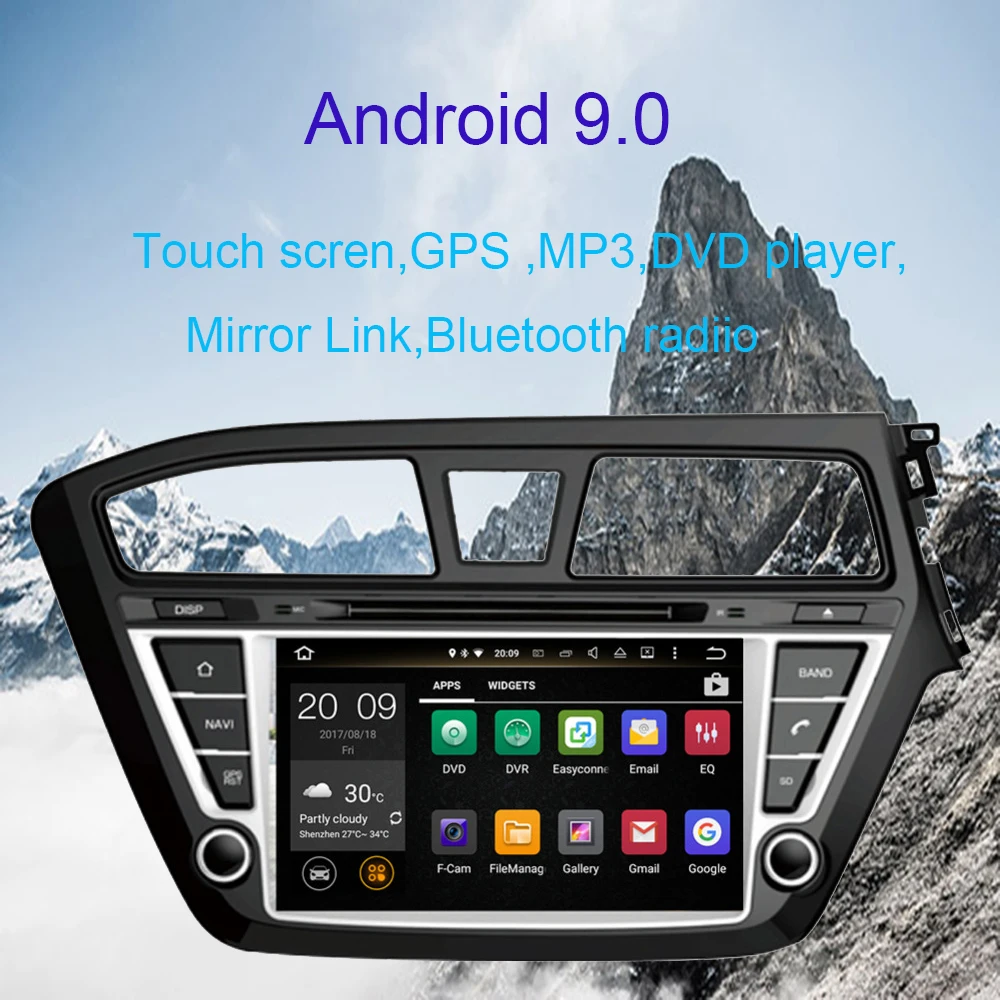 8''Android 9,0 Octa Core4GB ram Автомобильный gps навигатор для hyundai I20- правостороннее Вождение CD DVD BT WiFi мультимедийный проигрыватель