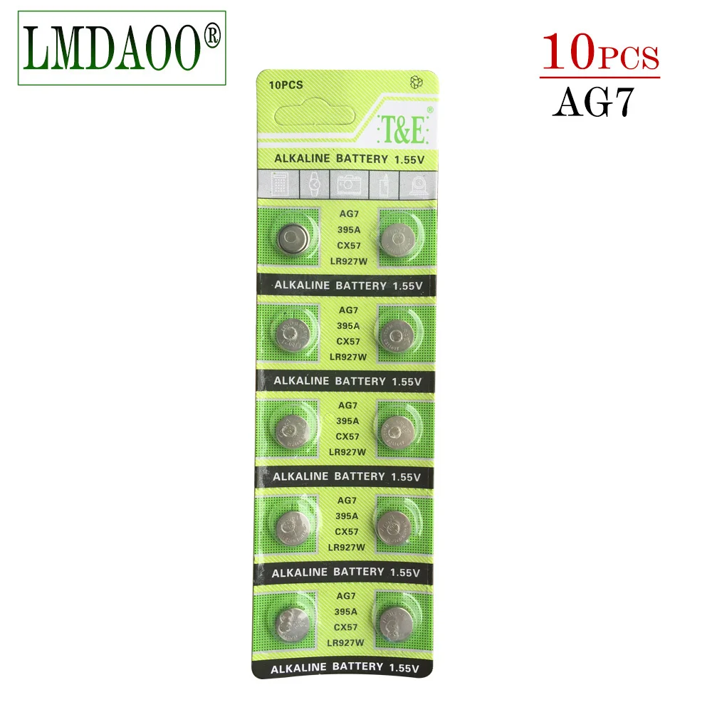 Батарейки AG7 LR927 LR57 SR927W 399 GR927 395A 1 55 в 10 шт.|Часовые батарейки| |