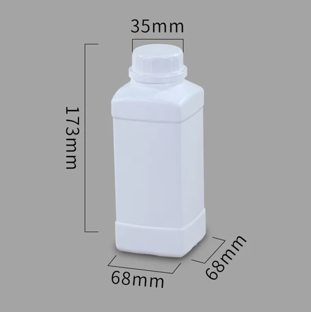 500ML White 500 мл 1000 мл HDPE квадратная пустая пластиковая бутылка с защитой от вскрытия крышкой пищевой контейнер 1 штука - Цвет: 500ML White