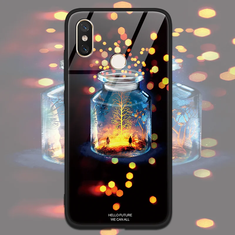xgping Закаленное стекло Star Space Cover для Xiao mi Red mi Note 5 6 Pro S2 5 Plus mi A2 6X 5S 6 8 SE Lite Explorer mi x 2 2s чехол с мягкими краями - Цвет: xgping