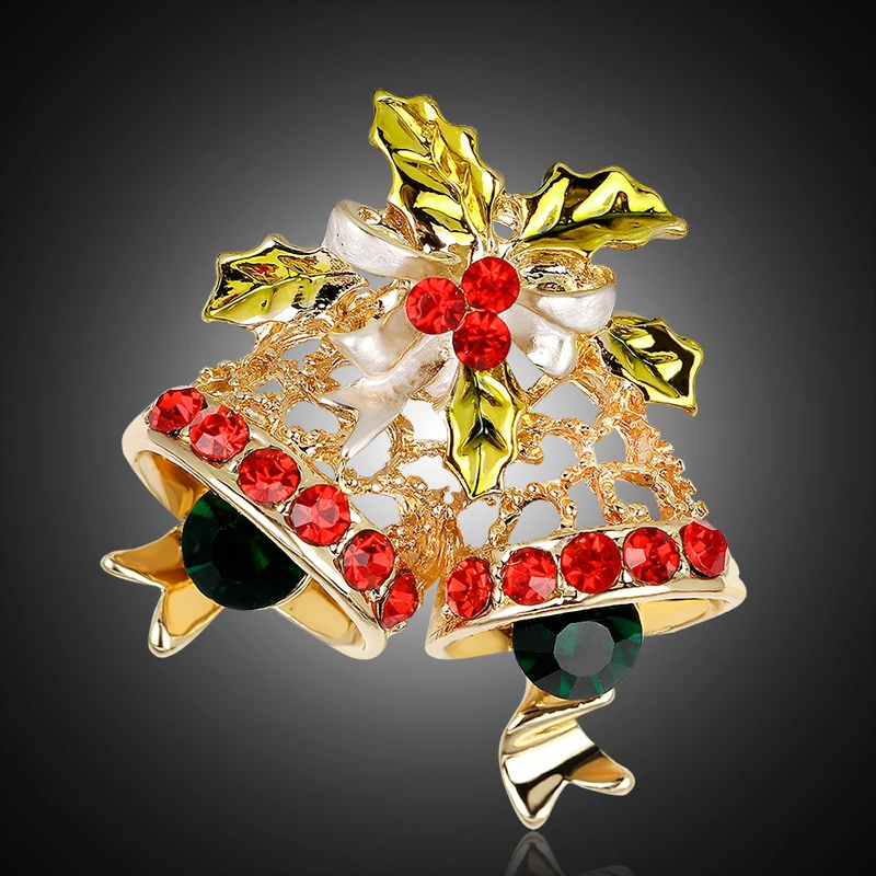 2018 Pins and Brooches For Women Rhinestone Bell Pin Brooch Enamel Jewelry for Dress Vintage Christmas Badges Female | Украшения и