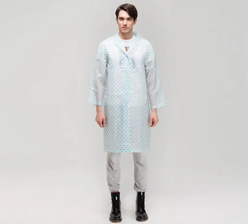 Длинное непромокаемое пончо в горошек EVA унисекс с капюшоном дождевик