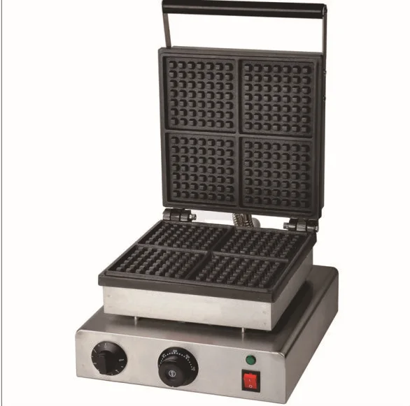 110В 220В четыре части квадратный коммерческий Льеж машина для изготовления вафель