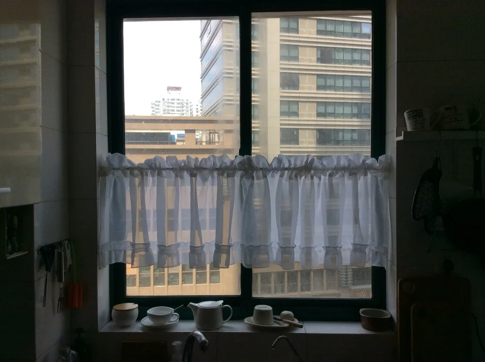 Новые белые короткие занавески прозрачные Занавески для кухни тюлевые на окно