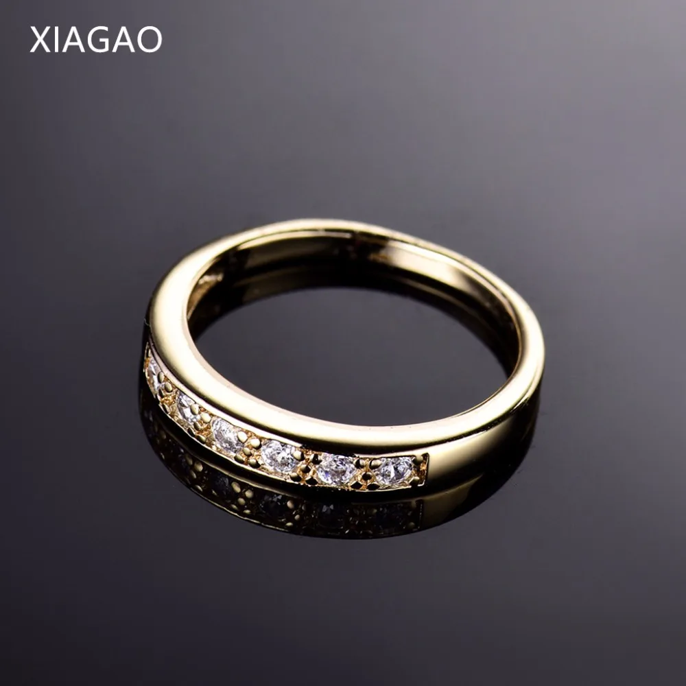Женское кольцо на палец XIAGAO простое Золотое с фианитом для свадьбы подарок