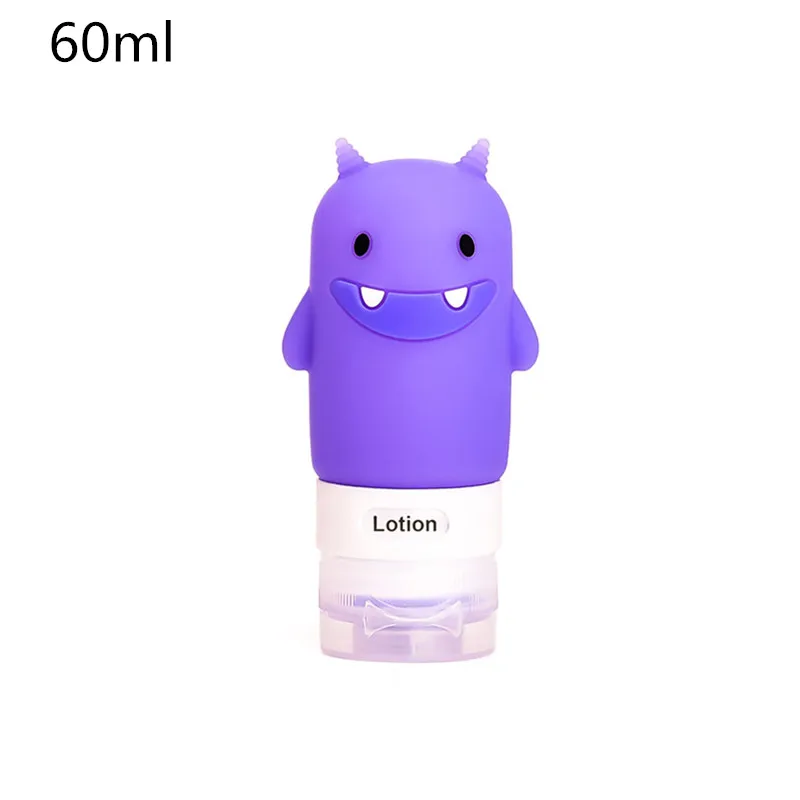 60ml purple Еда из пищевого силикона 60/80/90/100 мл для макияжа Симпатичные Путешествия бутылки шампуня для геля и лосьона для душа суб-розлива трубка Squeeze пустая бутылка - Цвет: 60ml purple