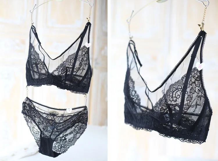 Роскошные сексуальные прозрачные тонкие кружевные комплекты с бюстгальтером
