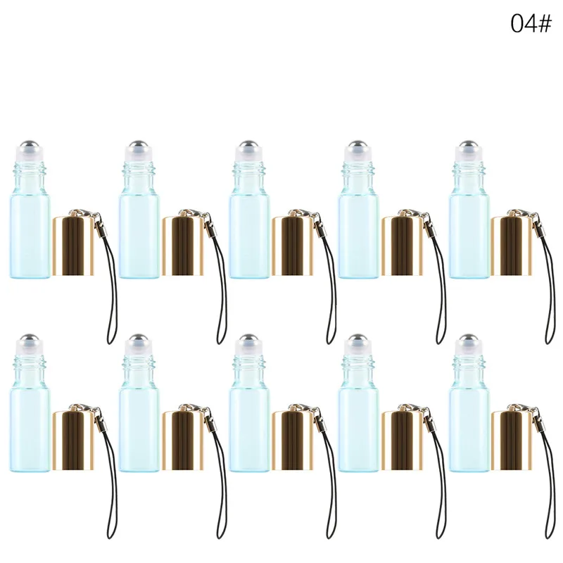 04 Gold Pendant Caps 10 шт./компл. 5 мл перламутровые стеклянные бутылки синий флакон духов ролл на бутылке мини жидкое эфирное масло Макияж Контейнер для путешествий - Цвет: 04 Gold Pendant Caps