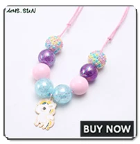 MHS.SUN New design baby chunky beads necklace diy red color bubblegum beaded necklace for kids girls adjustable rope jewelry 1pc