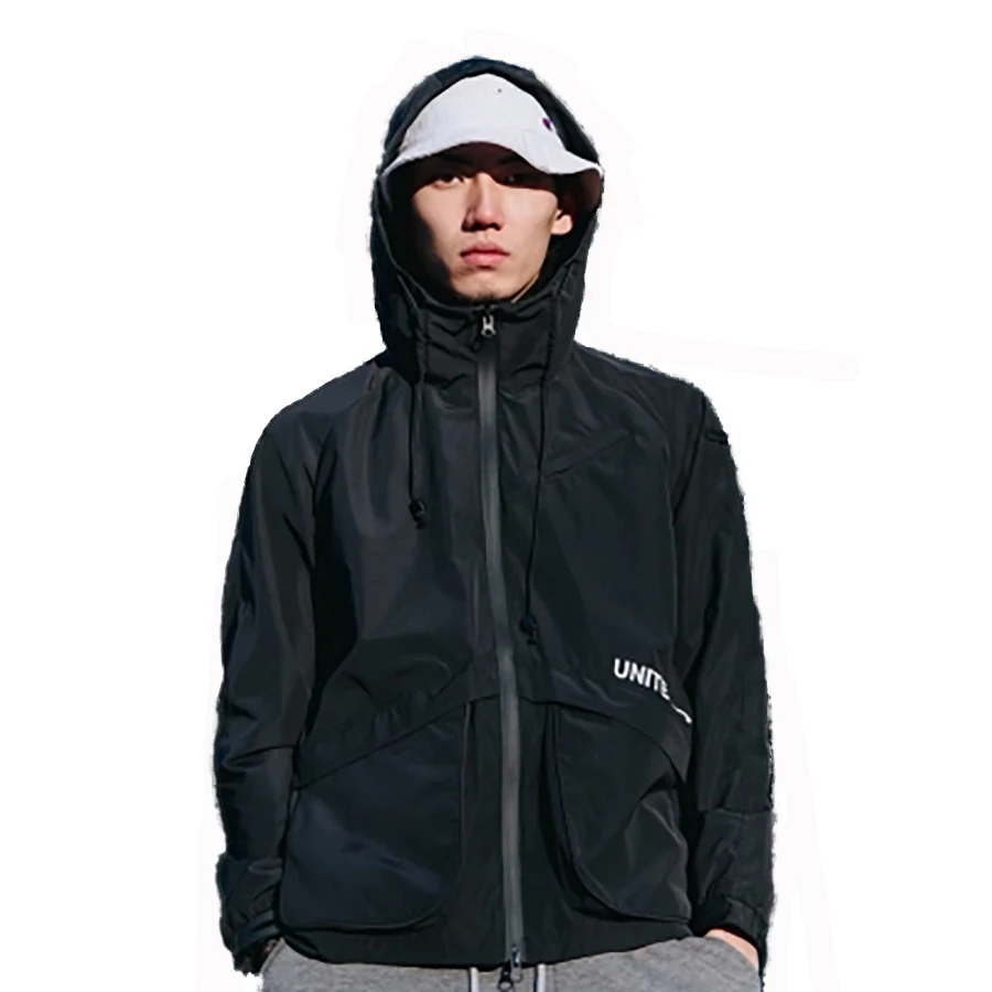 Черный Harajuku Толстовка Для мужчин куртка молния улица Oversize Ман куртки хип хоп Jaquetas