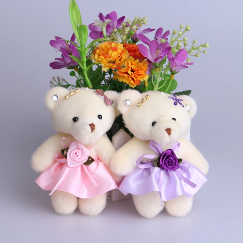 Мини платье с цветами милые плюшевые игрушки бантом Украшенные бусинами для