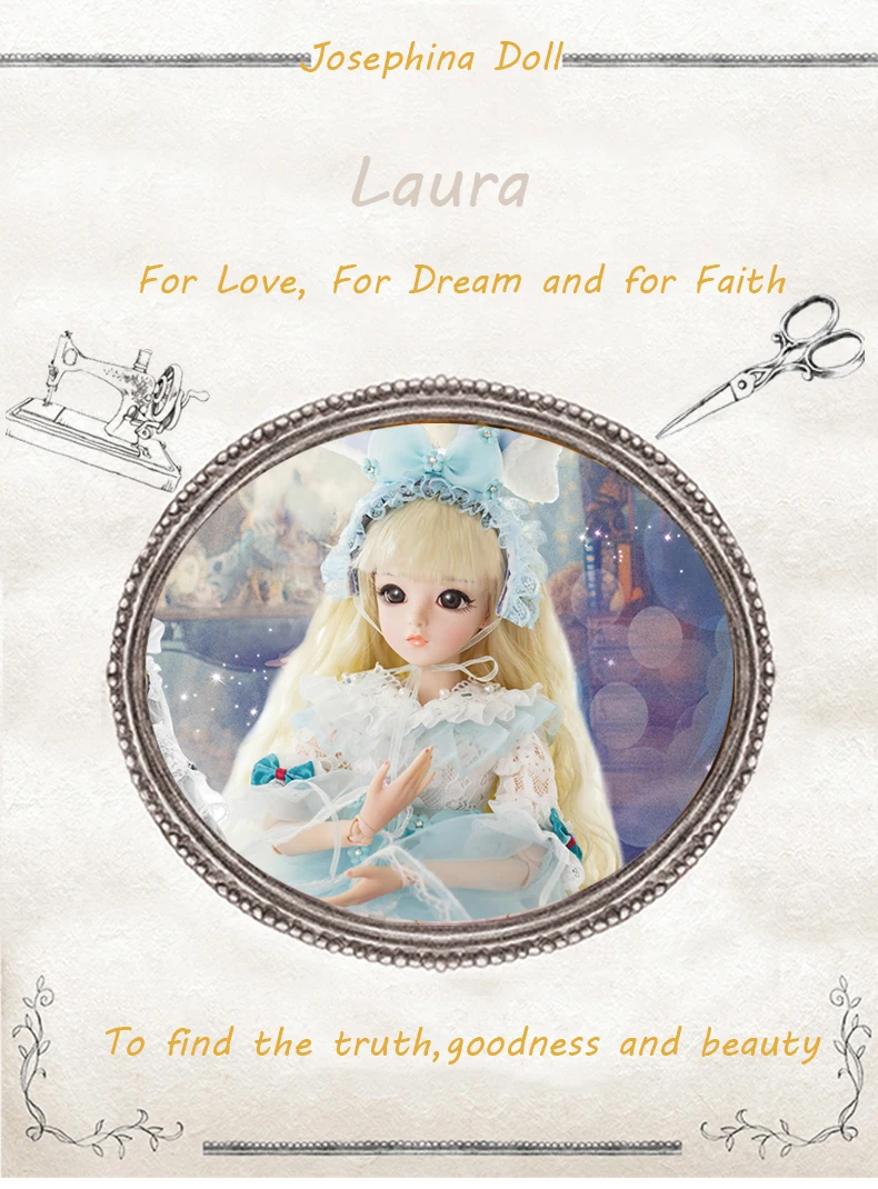 S5- Laura 1/3 Josephina-Doris SD BJD куклы таинственная Голубая Фея Принцесса с макияж Одежда обувь и парик лучший подарок для девочки