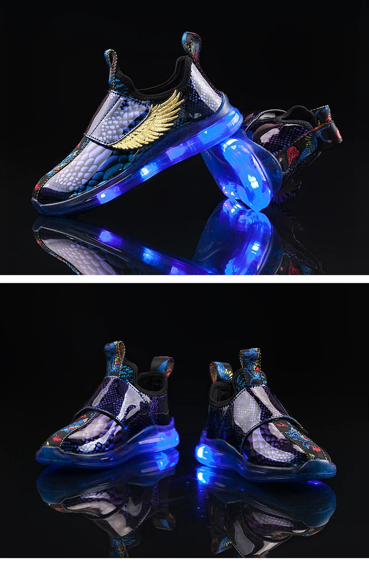 Size 26-37 New Summer Led Fiber Optic Shoes for girls boys USB Recharge glowing Sneakers Man light up shoes High Quality