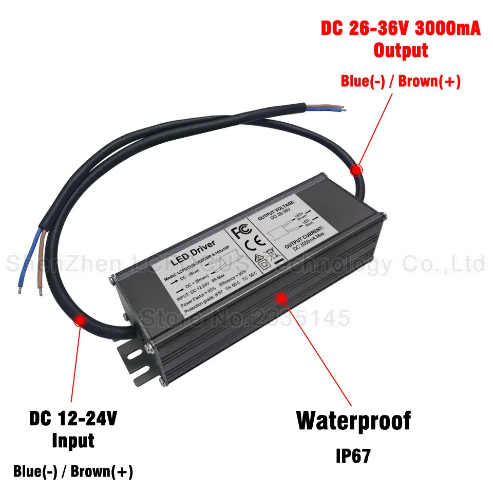DC 12 V-24 V вход 100 W Светодиодный драйвер IP67 водонепроницаемый 100 W ватт трансформаторы 26-36V 3000mA для DIY солнечный светильник для выращивания прожектор светильник