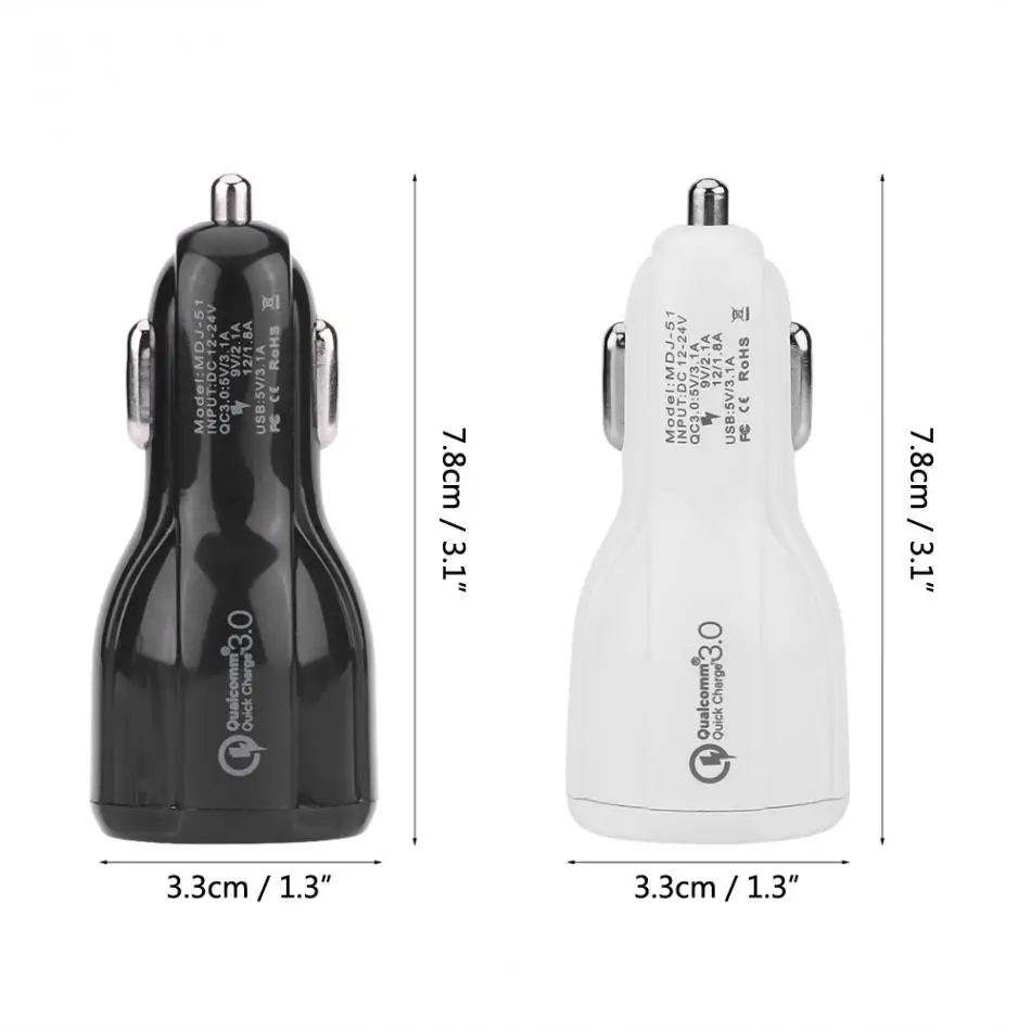 Быстрое зарядное устройство 3 0/QC3.0 с двумя USB портами быстрое автомобильное