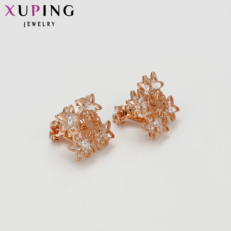 Модные серьги Xuping романтичные женские серьги-клипсы с золотым покрытием