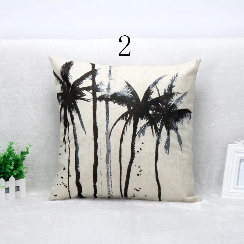 Роскошный стильный набор подушек с чернильным рисунком растений декоративная