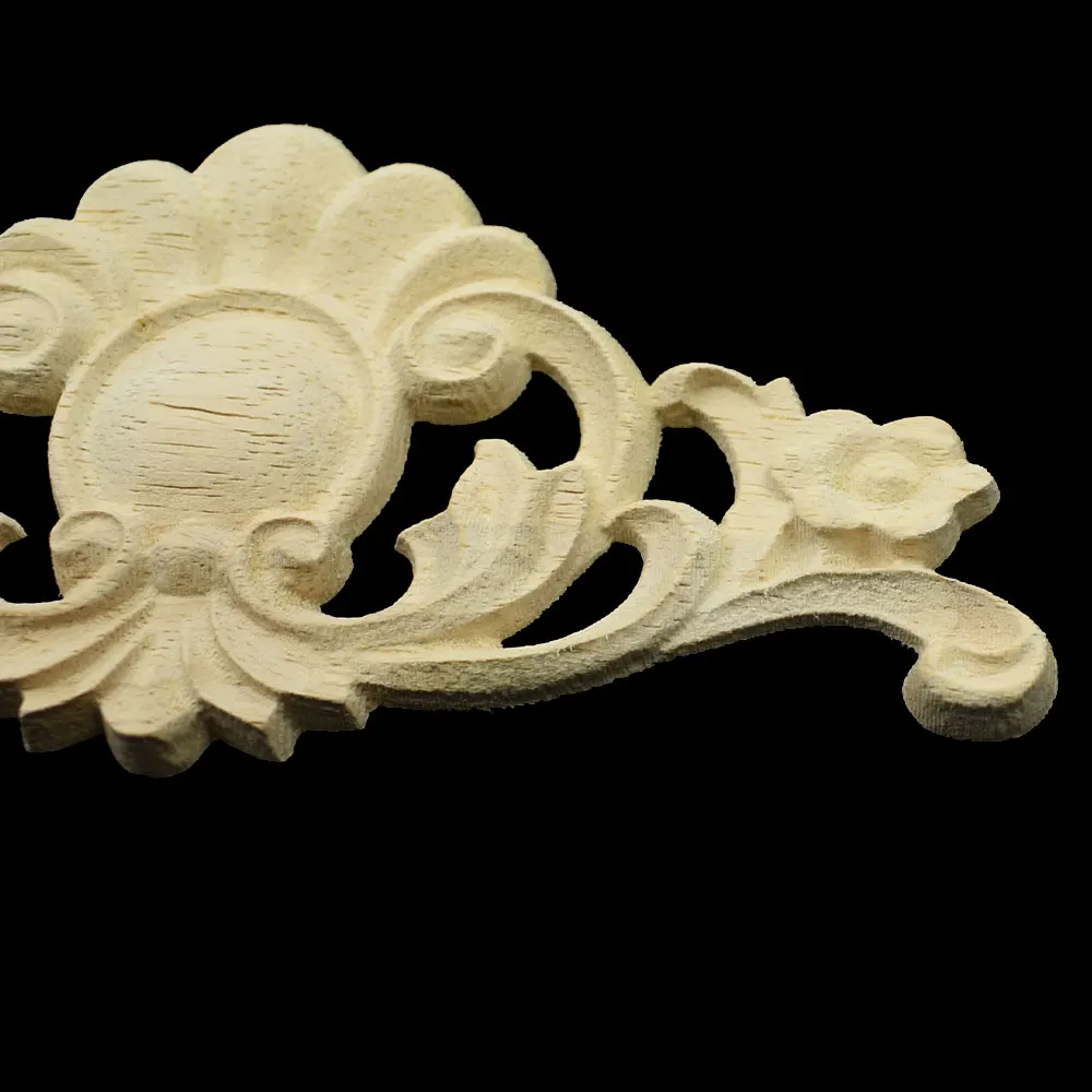 Vintage Unpainted Wood Carved Decal Corner Onlay Applique Feng Shui Frame for Home Furniture Wall Cabinet Door Decor Crafts | Дом и сад