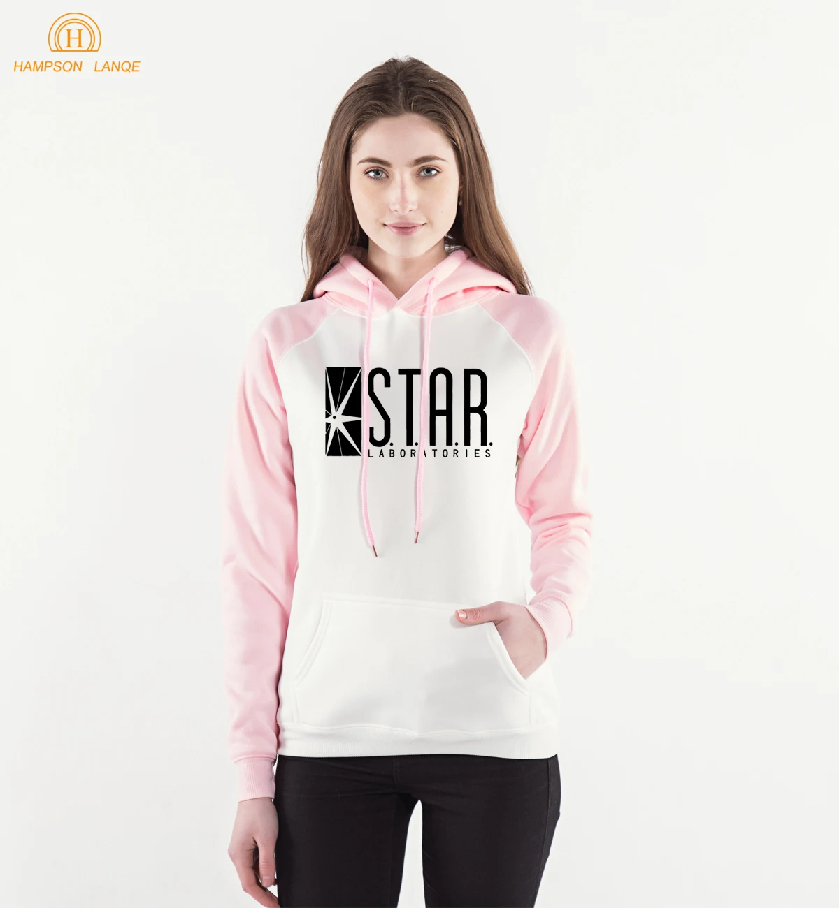Хэмпсон LANQE The Flash STAR Labs, реглан, худи для женщин,,, K-pop, женские толстовки, зимние, флисовые, высокое качество, с капюшоном