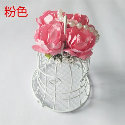 Luxe White Bird Cage Wedding Gift Box Favors Metal Birdcage Flower Top With Pearl Chain Home Decor Free shipping | Дом и сад