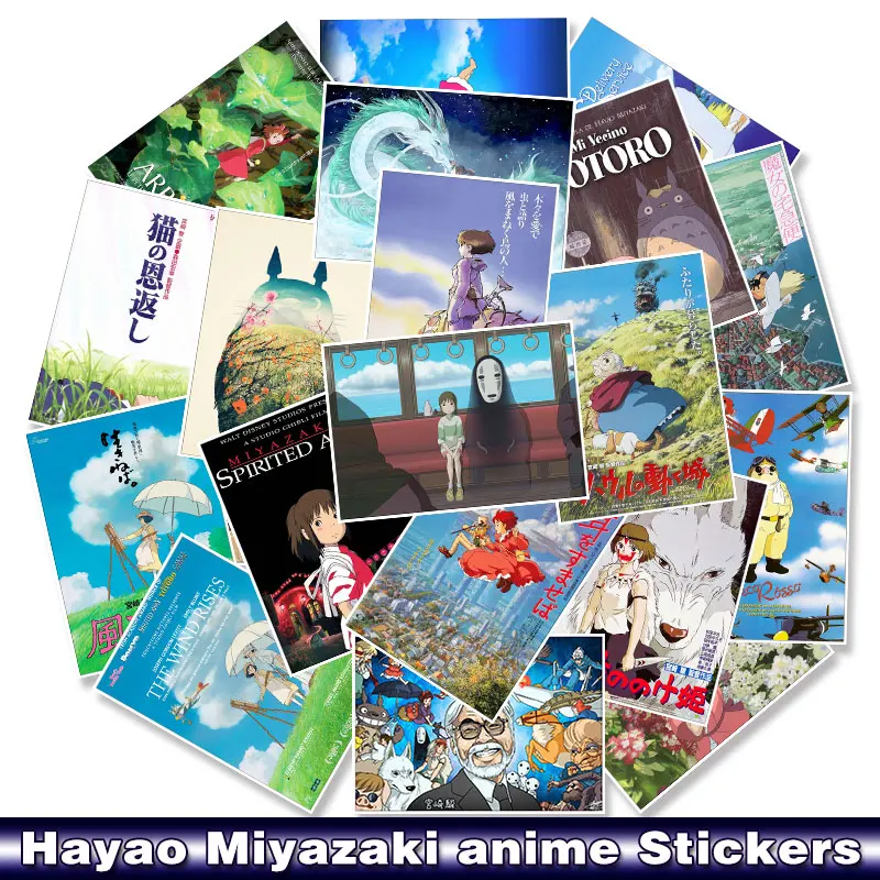 E090-25pcs 25pcs/pack Hayao Miyazaki Cartoon Stickers Spirited Away Totoro Anime Sticker for Skateboard Luggage Laptop Decal Toy Sticker - Цвет: E090-25pcs
