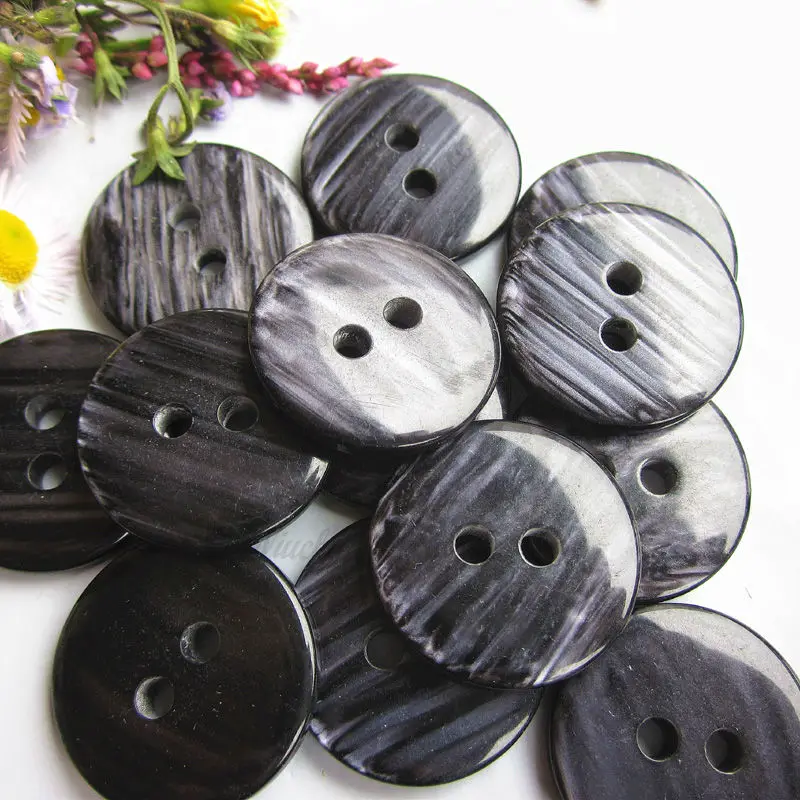 144pcs/lot  21.5mm 2 holes Bontique Black Marbling double bread coat buttons for sewing men clothing sewing supplies wholesale