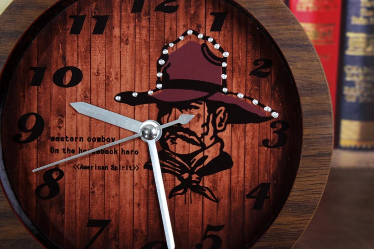 Американский свободный дух ковбой стиль деревянный стол часы США будильник