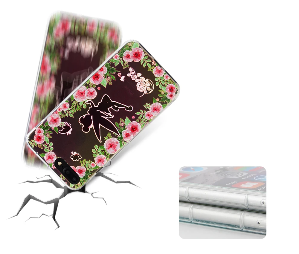 For IPhone6 6Plus Case Tinker Bell 3D Embossment Hang Rope IPhone7 7Plus Colored Drawing The Rose Fairy |