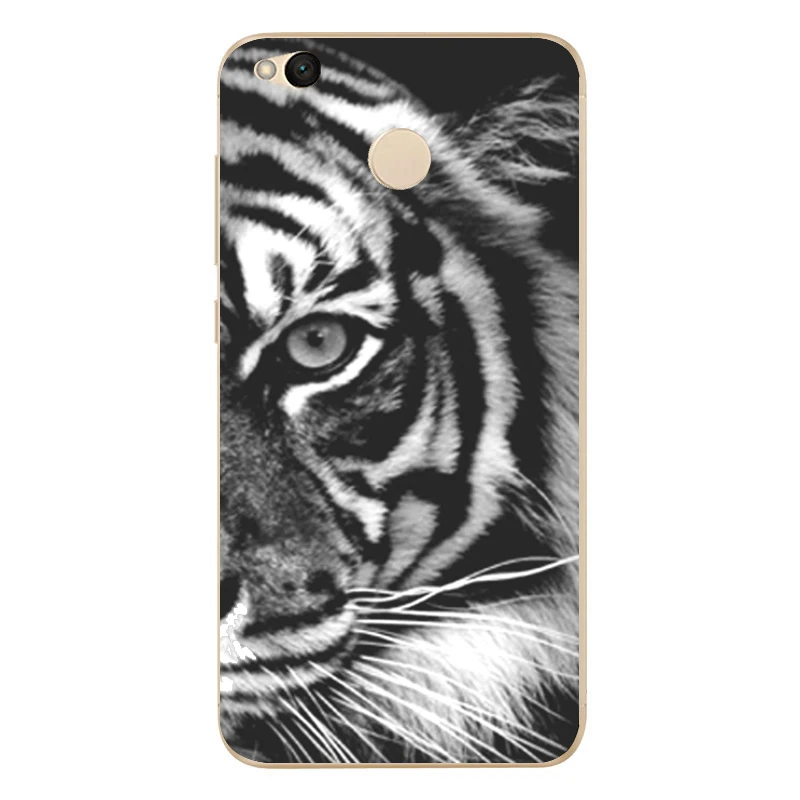 MLCRIYG Soft Phone Case For Xiaomi Redmi 4X TPU Coloful Tiger Wolf Painted Design Fundas B045 |